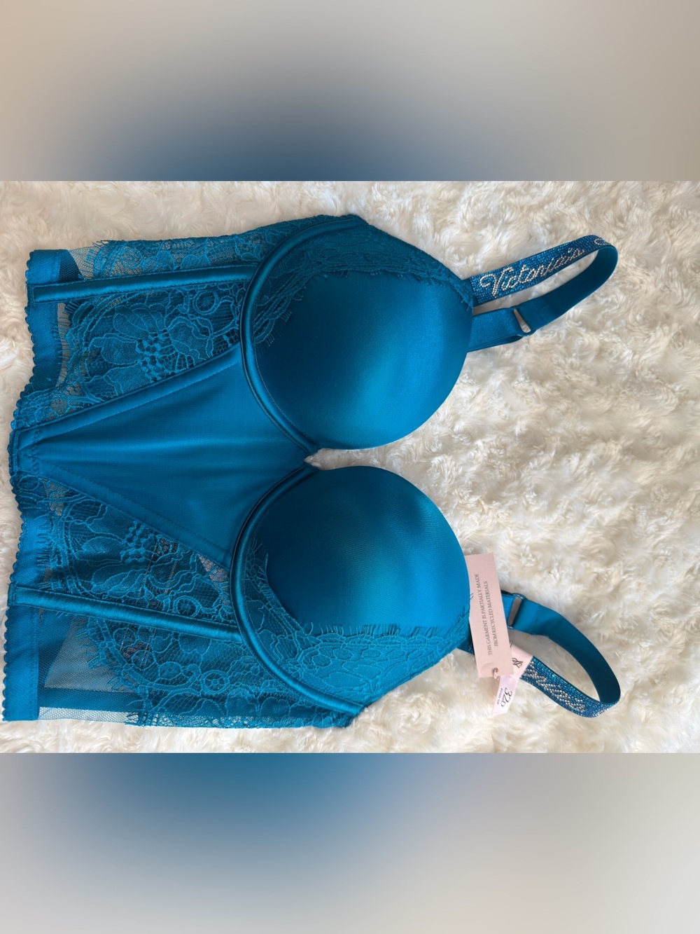 Victoria's Secret Teal Lace Push-Up Bustier Bra